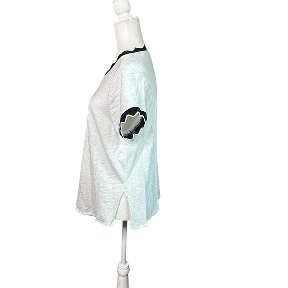 Cinq a Sept White Scallop Trim Women's Top size Large - Picture 3 of 6